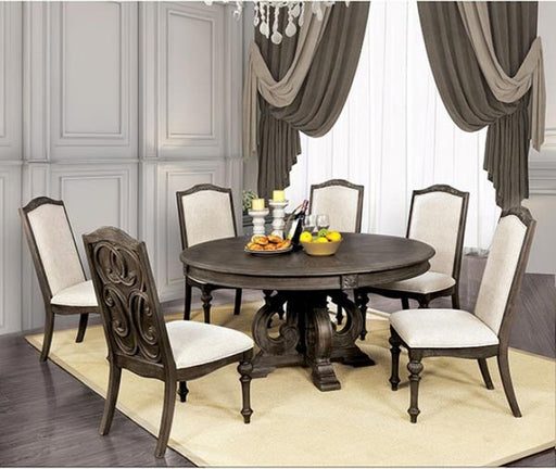 Furniture of America - Arcadia 7 Piece Round Dining Table Set in Rustic Natural Tone - CM3150RT-7SET