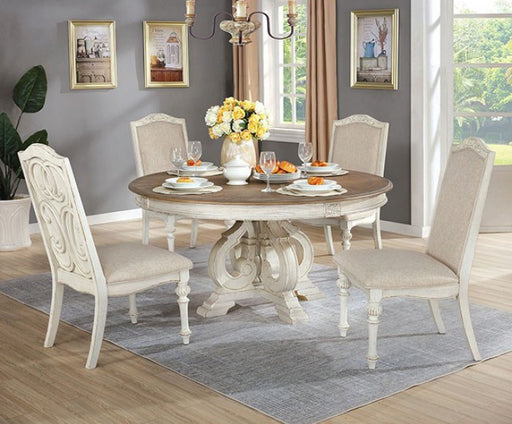 Furniture of America - Arcadia Round Dining Table in White-Ivory - CM3150WH-RT - GreatFurnitureDeal