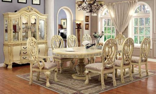 Furniture of America - WYNDMERE 8 Piece Dining Table Set in Vintage White - CM3186WH-T-8SET - GreatFurnitureDeal