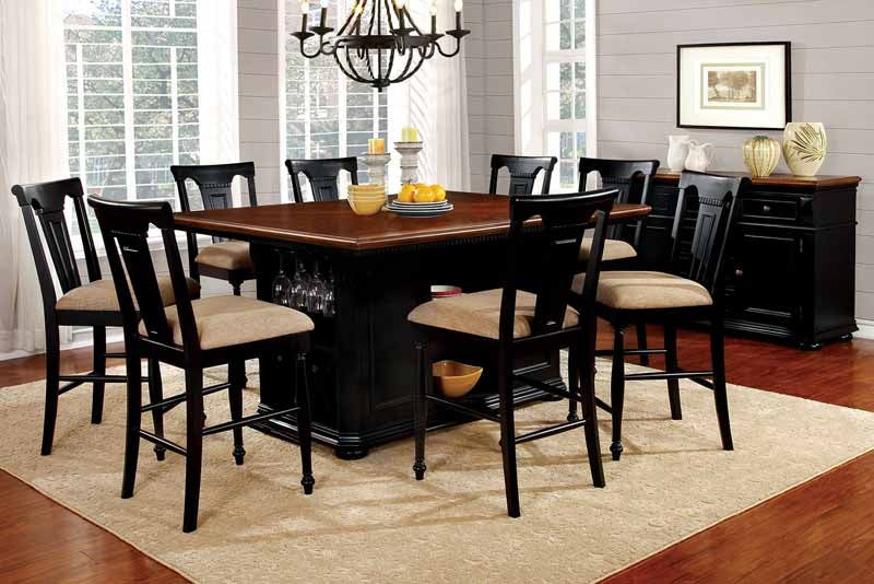Furniture of America - SABRINA 5 Piece COUNTER HT. TABLE Set in Black/Cherry - CM3199BC-PT-5SET