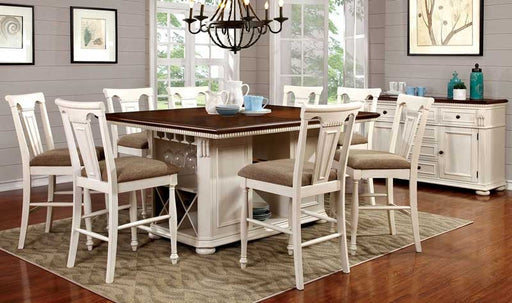 Furniture of America - SABRINA 6 Piece COUNTER HT. TABLE Set in Off White-Cherry - CM3199WC-PT-6SET - GreatFurnitureDeal