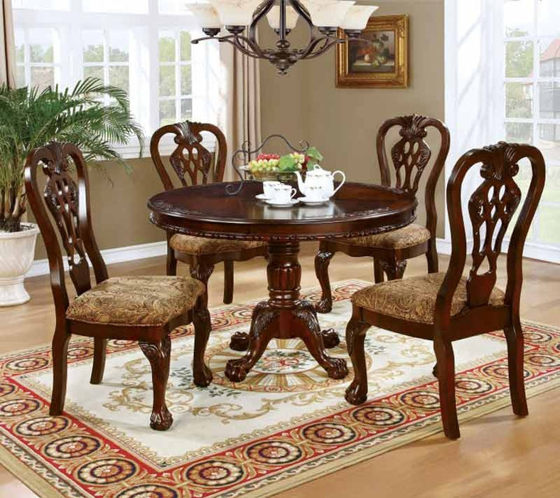 Furniture of America - ELANA 5 Piece Round Dining Table Set in Brown Cherry - CM3212RT-5SET