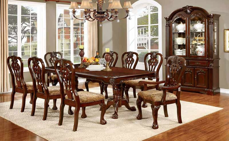 Furniture of America - ELANA 10 Piece Dining Table Set in Brown Cherry - CM3212T-10SET