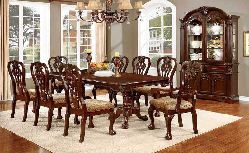 Furniture of America - ELANA 10 Piece Dining Table Set in Brown