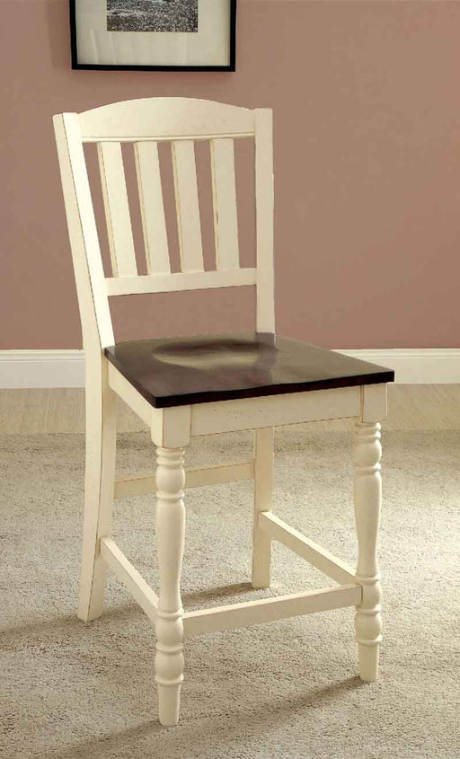 Furniture of America - HARRISBURG II 5 Piece COUNTER HT. TABLE Set in Vintage White-Dark Oak - CM3216PT-5SET - GreatFurnitureDeal