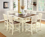 Furniture of America - HARRISBURG II 5 Piece COUNTER HT. TABLE Set in Vintage White/Dark Oak - CM3216PT-5SET