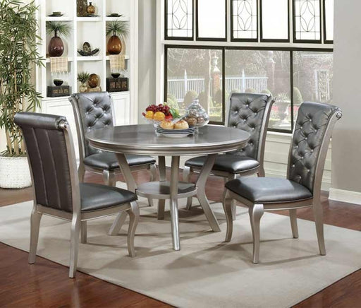 Furniture of America - AMINA 5 Piece Round Dining Table Set in Champagne- CM3219RT-5SET