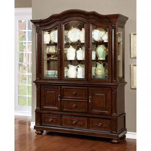 Furniture of America - Alpena Hutch & Buffet in Brown Cherry - CM3350HB - GreatFurnitureDeal