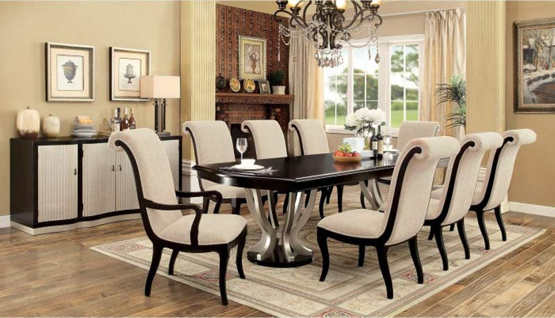 Furniture of America - ORNETTE 8 Piece Dining Table Set in Espresso/Champagne - CM3353T-8SET