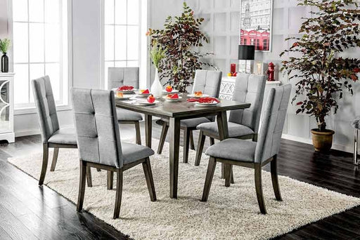 Furniture of America - ABELONE 7 Piece Rectangular Table Set in Gray - CM3354GY-T-DT-7SET