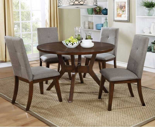 Furniture of America - ABELONE 5 Piece Round Dining Table Set in Walnut/Gray - CM3354RT-5SET