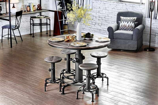 Furniture of America - FOSKEY 5 Piece COUNTER HT. TABLE Set in Antique Black - CM3367PT-5SET