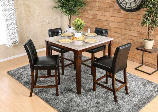 Furniture of America - MARSTONE II 5 Piece COUNTER HT. TABLE Set in Brown Cherry/Black - CM3368PT-5SET