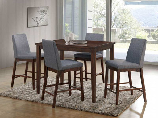 Furniture of America - MARTEN 5 Piece COUNTER HT. TABLE Set in Brown Cherry/Gray - CM3372PT-5SET