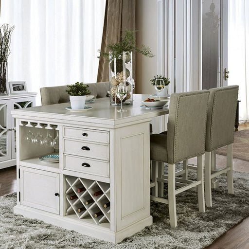 Furniture of America - Sutton Counter Height. Table in Antique White - CM3390PT - GreatFurnitureDeal