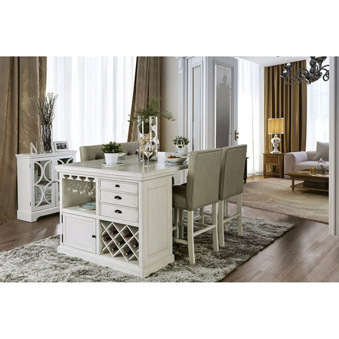 Furniture of America - Sutton Counter Height. Table in Antique White - CM3390PT