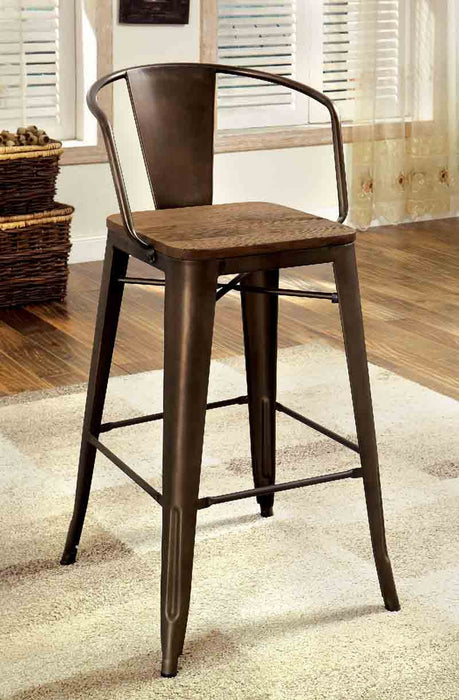 Furniture of America - COOPER II 5 Piece COUNTER HT. TABLE Set in Dark Bronze/Natural - CM3529PT-5SET - Counter Ht. Chair