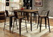 Furniture of America - COOPER II 5 Piece COUNTER HT. TABLE Set in Dark Bronze/Natural - CM3529PT-5SET