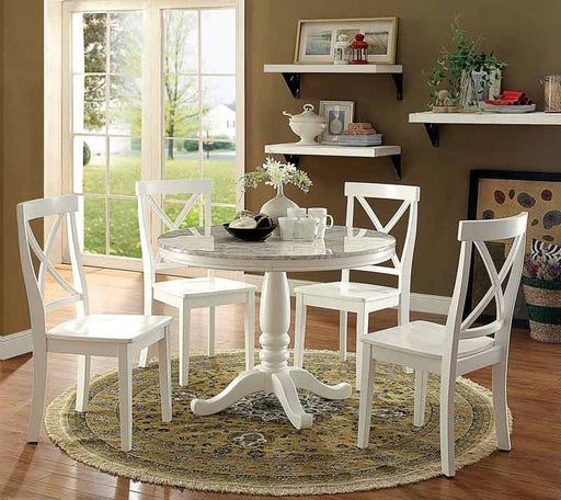 Furniture of America - PENELOPE 5 Piece Dining Table Set in White - CM3546RT-5SET
