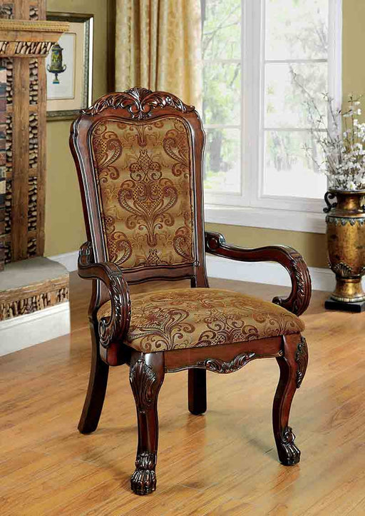 Furniture of America - Medieve 8 Piece Double Pedestal Dining Room Set in Cherry - CM3557CH-8SET - Arm Chair