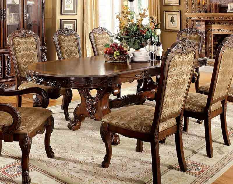 Furniture of America - Medieve 10 Piece Double Pedestal Dining Room Set in Cherry - CM3557CH-10SET - Dining Table