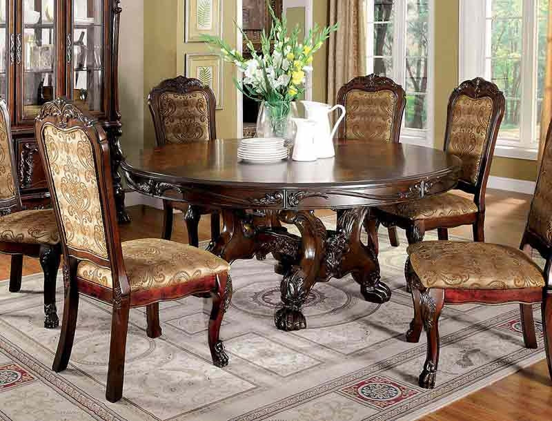 Furniture of America - Medieve Double Pedestal Round Dining Table in Cherry - CM3557CH-RT