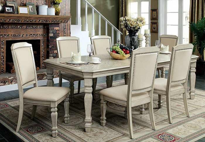 Furniture of America - HOLCROFT 7 Piece Dining Table Set in Antique White - CM3600T-7SET - GreatFurnitureDeal