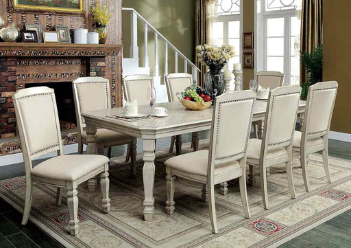 Furniture of America - HOLCROFT 9 Piece Dining Table Set in Antique White - CM3600T-9SET