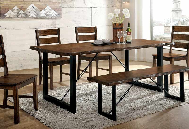 Furniture of America - Dulce 4 Piece Dining Room Set in Walnut - CM3604-4SET - Dining Table