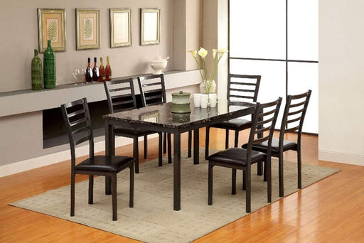 Furniture of America - COLMAN 7 Piece Dining Table Set in Black - CM3615T-60-7SET