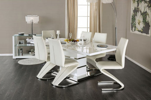 Furniture of America - MIDVALE 7 Piece Dining Table Set in White-Chrome - CM3650T-7SET - GreatFurnitureDeal