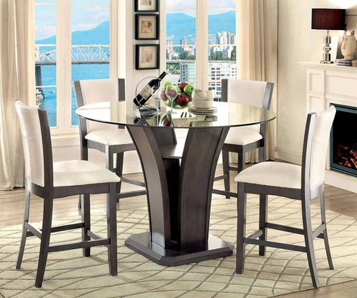 Furniture of America - MANHATTAN III 5 Piece ROUND COUNTER HT. TABLE Set in Gray - CM3710GY-PT-5SET