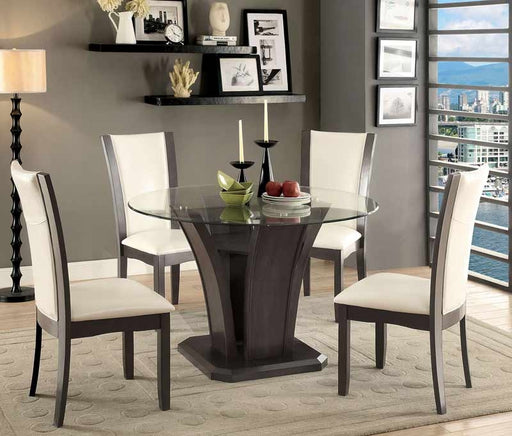 Furniture of America - MANHATTAN 5 Piece Round Dining Table Set in Gray - CM3710GY-RT-5SET - GreatFurnitureDeal