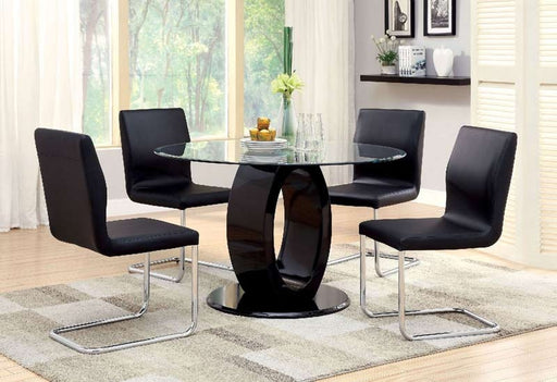 Furniture of America - LODIA I 5 Piece Round Dining Table Set in Black - CM3825BK-RT-5SET - GreatFurnitureDeal