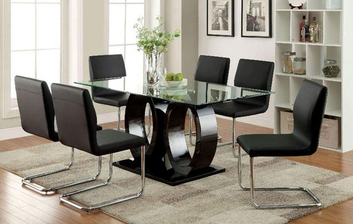 Furniture of America - LODIA I 7 Piece Dining Table Set in Black - CM3825BK-T-7SET - GreatFurnitureDeal