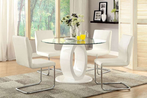 Furniture of America - LODIA I 5 Piece Round Dining Table Set in White - CM3825WH-RT-5SET - GreatFurnitureDeal
