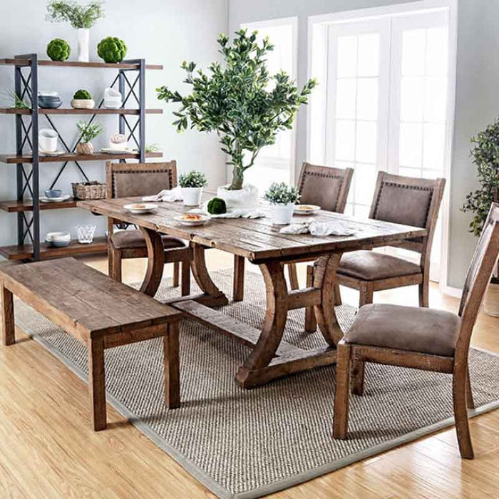 Furniture of America - GIANNA 9 Piece Dining Table Set in Rustic Pine - CM3829T-77-DT-9SET - GreatFurnitureDeal