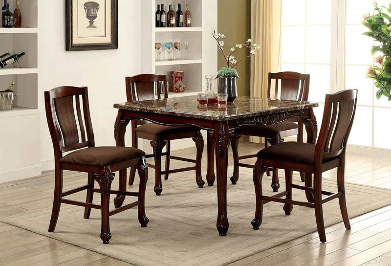 Furniture of America - JOHANNESBURG 5 Piece COUNTER HT. TABLE Set in Brown Cherry - CM3873PT-5SET - Swatch