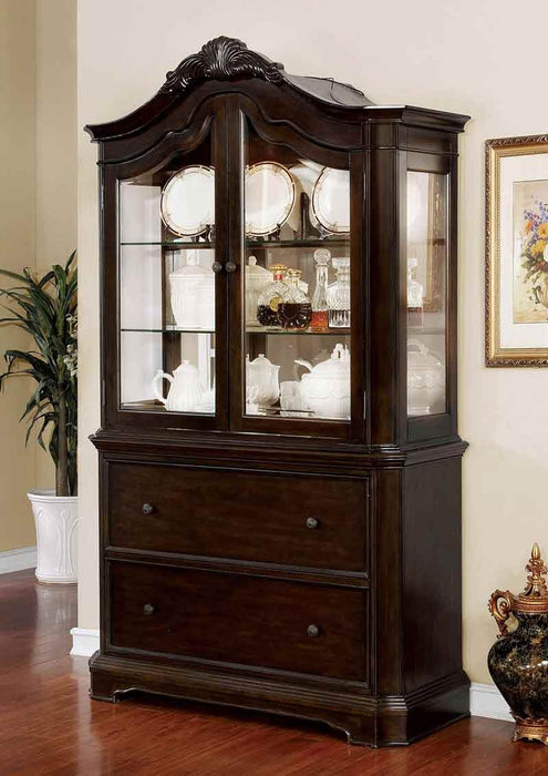 Furniture of America - Rosalina 6 Piece Double Pedestal Dining Room Set in Walnut - CM3878-6SET - China Cabinet