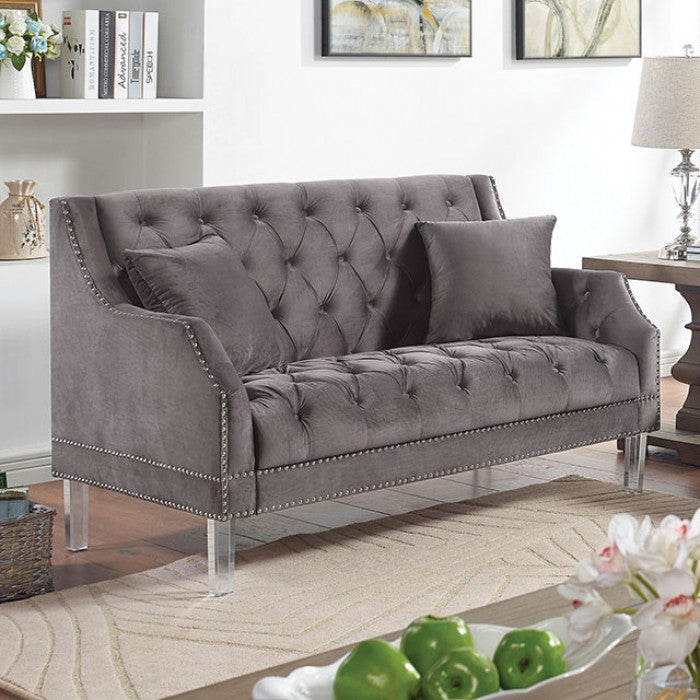 Furniture of America - Franceschi Loveseat in Gray - CM6065GY-LV - GreatFurnitureDeal