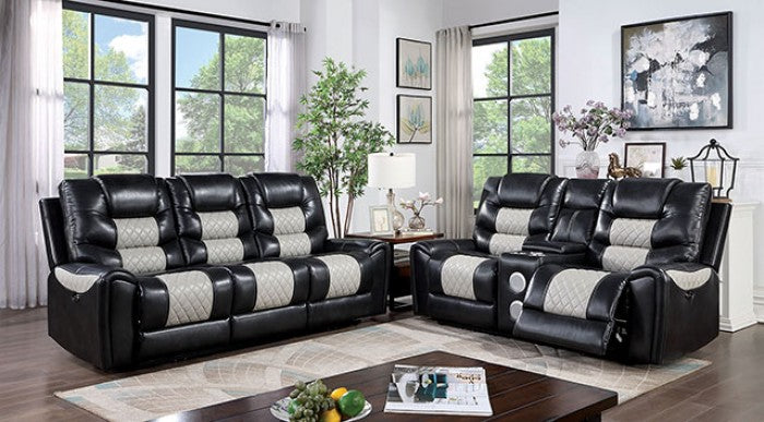 Furniture of America - Leipzig 3 Piece Reclining Living Room Set in Black - CM6080-SF-LV-CH