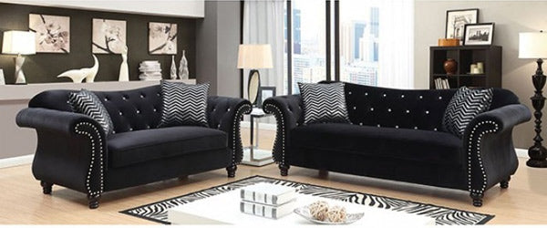 Furniture of America - Jolanda I Black 3 Piece Living Room Set - CM6159BK-SF-LV-CH