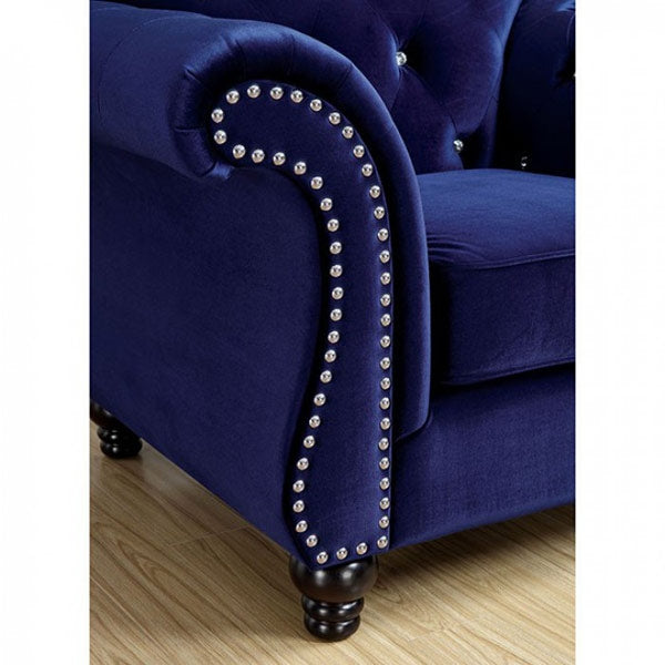 Jolanda Blue 3 Piece Living Room Set - CM6159BL-SF-LV-CH - Leg View
