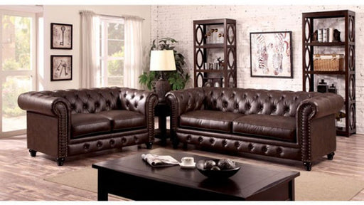Furniture of America - Stanford Brown 2 Piece Sofa Set - CM6269BR-SF-LV - GreatFurnitureDeal