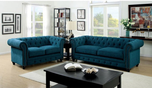 Furniture of America - Stanford Dark Teal 2 Piece Sofa Set - CM6269TL-SF-LV