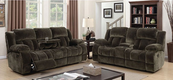 Furniture of America - Sadhbh Brown 2 Piece Reclining Sofa Set - CM6283-SF-LV