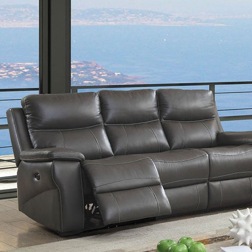 Furniture of America - Lila Gray Power-Assist Reclining Sofa - CM6540-PM-SF - GreatFurnitureDeal