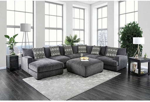 Furniture of America - Kaylee Gray Sectional Sofa w-Ottoman - CM6587 - GreatFurnitureDeal