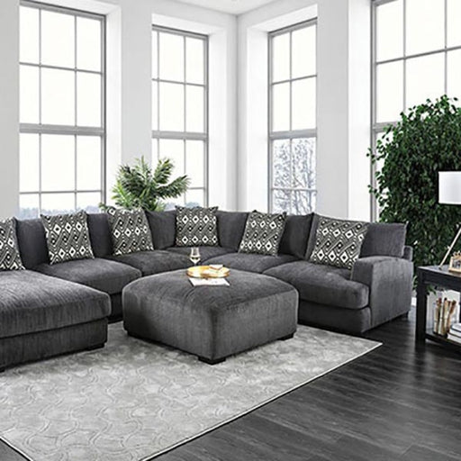 Furniture of America - Kaylee Gray Sectional Sofa w-Ottoman - CM6587 - GreatFurnitureDeal