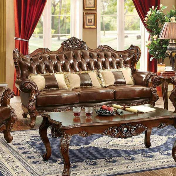 Furniture of America - Jericho Dark Oak 3 Piece Living Room Set - CM6786-SF-LV-CH - GreatFurnitureDeal